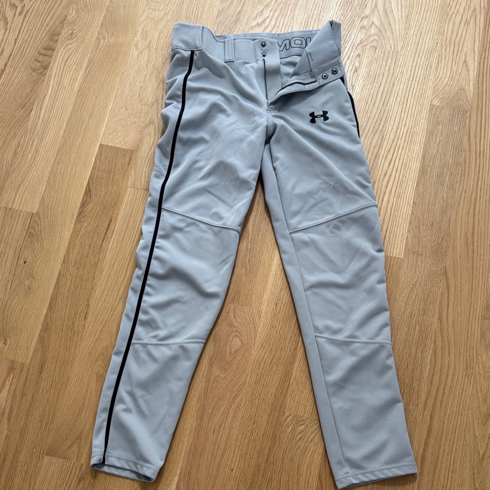 Under Armour Light Gray Baseball Pants with Black Trim